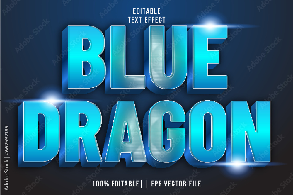 Blue Dragon Editable Text Effect 3D Gradient Style Blue Dragon Editable Text Effect 3D Gradient Style