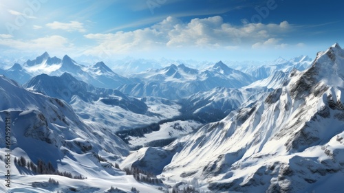 Winter landscape: Beautiful landscape with snow-capped mountains. © senadesign