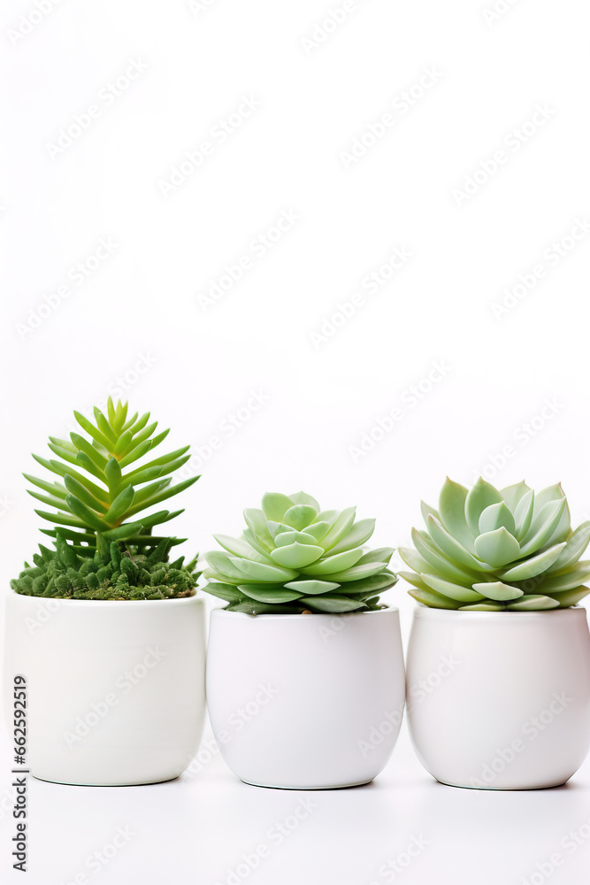 minimalistic white background with succulents, with empty copy space minimalistic white background with succulents, with empty copy space