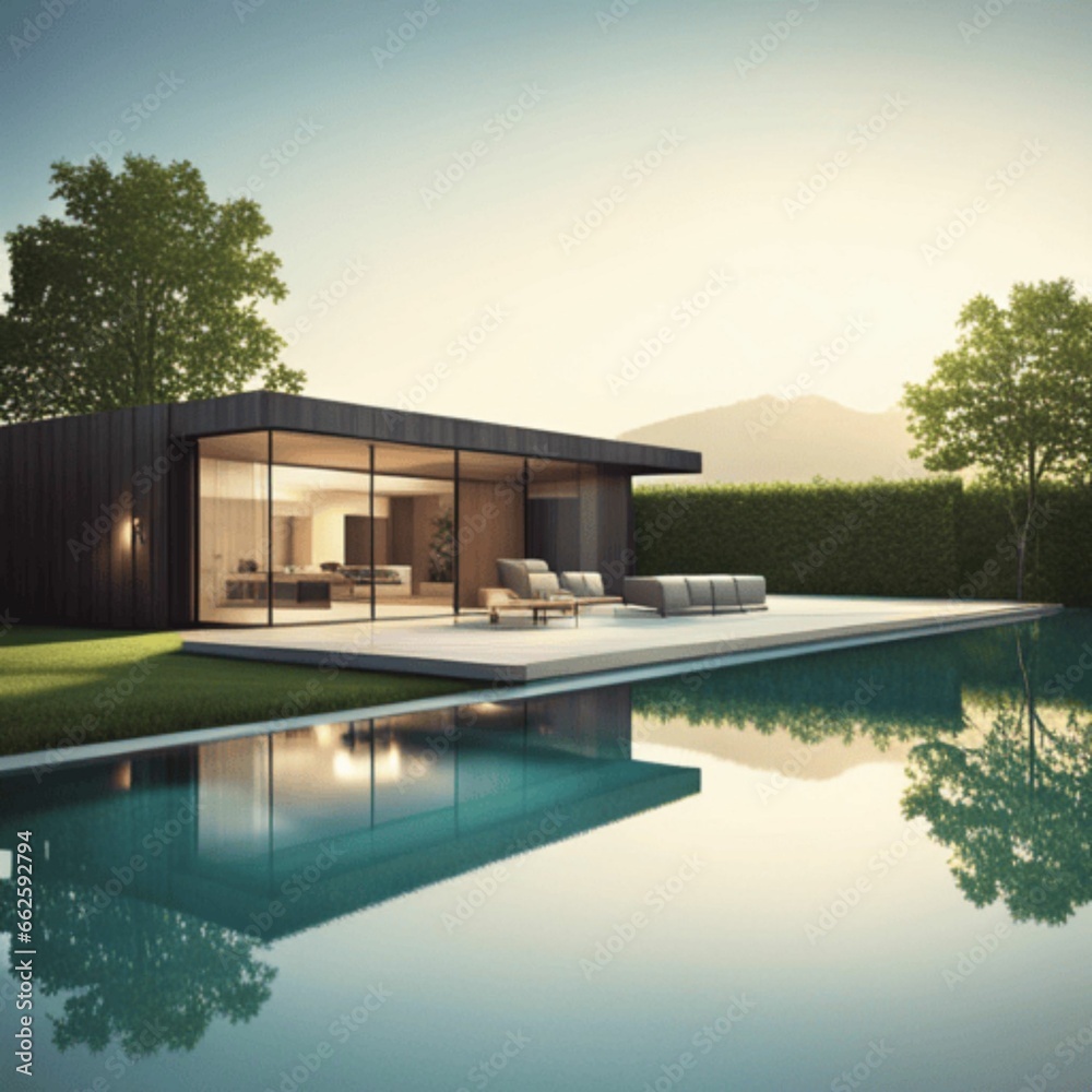 Fototapeta premium luxurious modern house with a pool