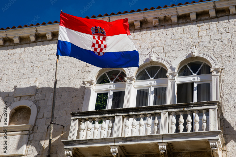 Croatian flag in the city of Trogir