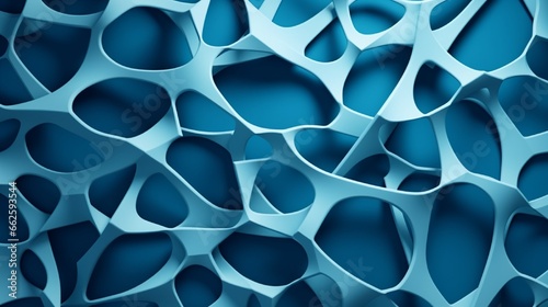 Abstract blue extruded voronoi blocks background. minimal light clean corporate wall. 3d geometric surface illustration. polygonal elements displacement