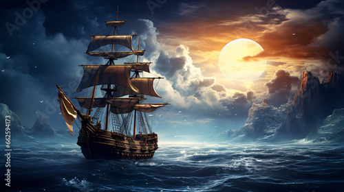 pirate ship sailing photo