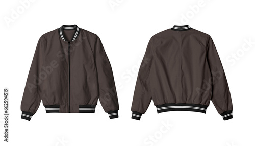 Foto Brown Isolated Bomber Jacket Mockup Front and Back View