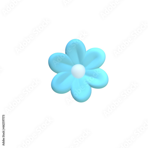 3d Blue flower isolated transparant background 