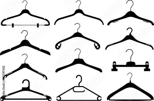 Illustration of different coat hangers isolated on white
