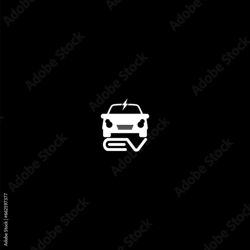 EV car electric vehicle charger logo icon isolated on dark background