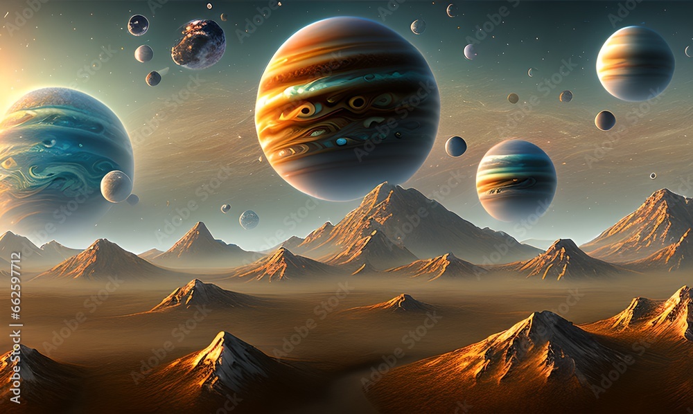 Landscape of planet Jupiter - obrazy, fototapety, plakaty 