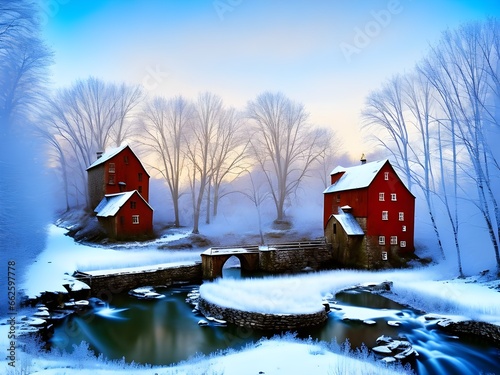 Water Mill in Winter