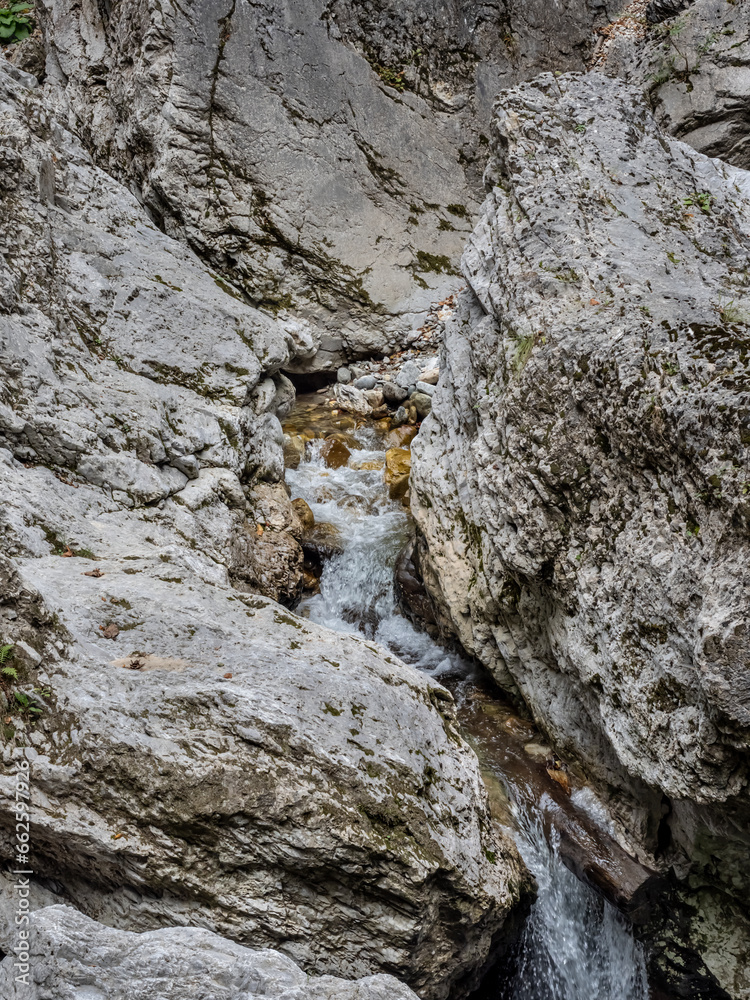Beautiful waterfall in Cheile Oltetului gorge, Polovragi, Gorj, Romania