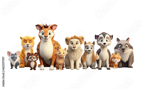 Amazing Beautiful Colorful Wild Animals Collection Cute 3D Collection Isolated on Transparent Background PNG.