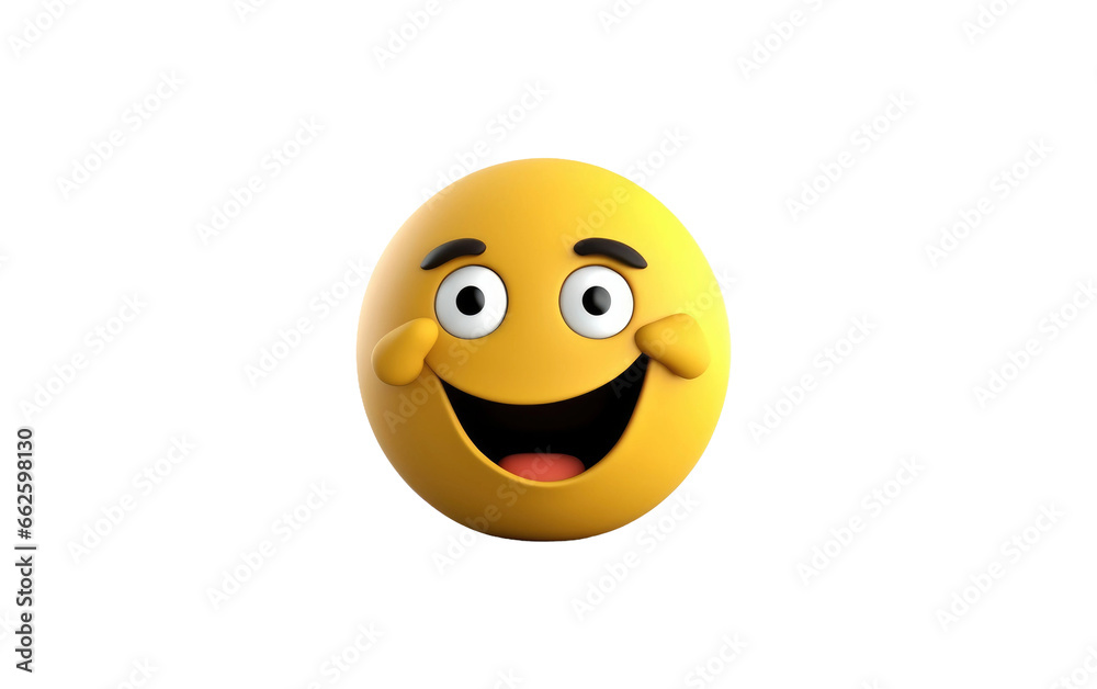 Smiling Yellow Emoji Day 3D Cartoon Isolated on Transparent Background PNG.