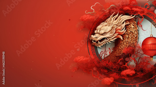 New Year banner , Happy chinese new year 2024 blue dragon of asian elements with year of the dragon zodiac