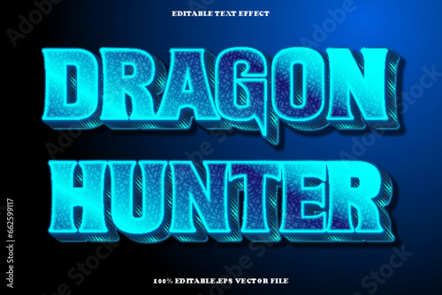 Dragon Hunter Editable Text Effect 3D Emboss Gradient Style