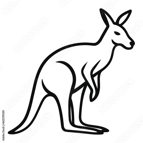 Simple Outline Hand Drawn Vector of Kangaroo Illustration