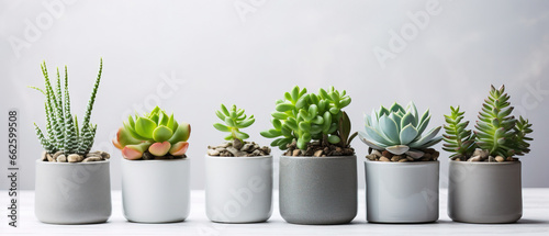 minimalistic background with succulents  with empty copy space