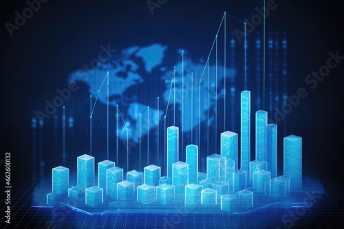 financial stock market graph on futuristic technology abstract background. Generative AI