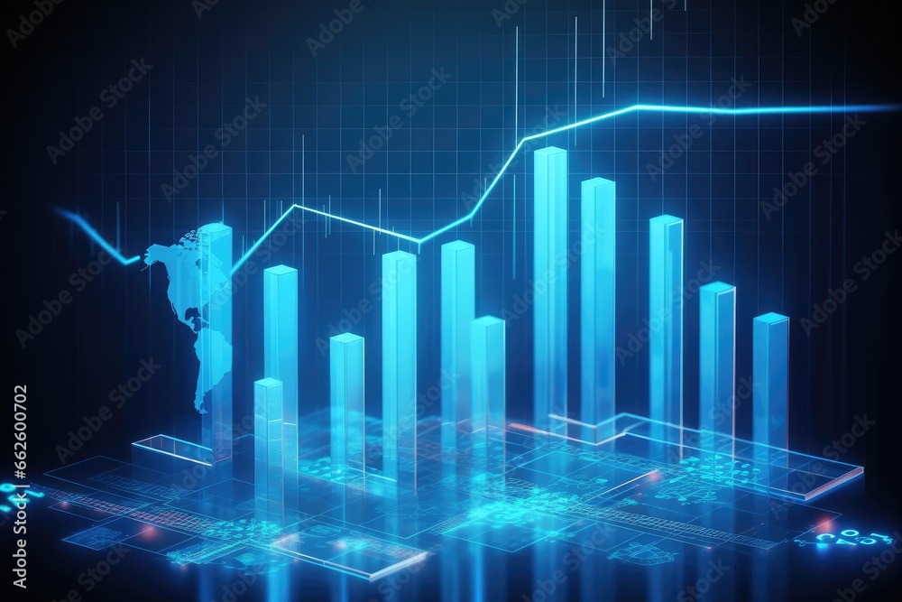 financial stock market graph on futuristic technology abstract background. Generative AI