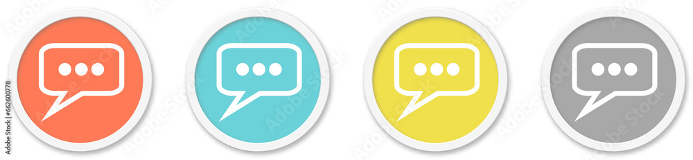 Sprechblase Icon - Symbol auf 4 runden Buttons Sprechblase Icon - Symbol auf 4 runden Buttons