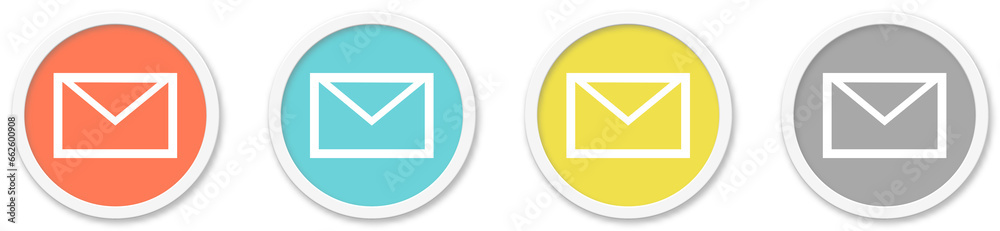 Newsletter Icon - Symbol auf 4 runden Buttons Newsletter Icon - Symbol auf 4 runden Buttons