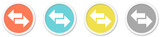  Pfeil Icon nach rechts und links - Symbol auf 4 runden Buttons