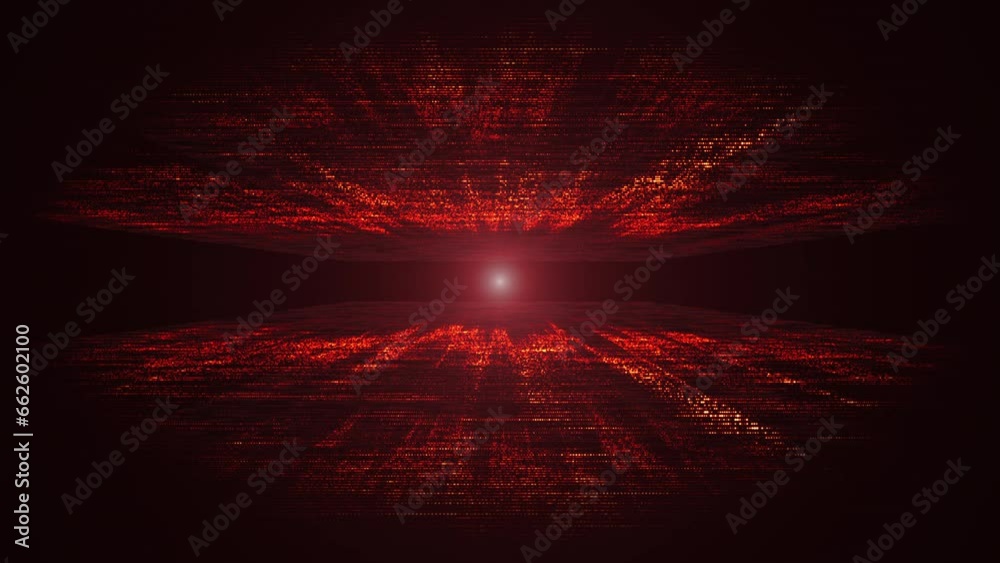 Abstract explosion of particles beams in neon orange red stream of rays flying on the black background. Manga Energy Time Speed Rays Animation. Abstract of rapidly moving neon speed of light stripes. 