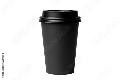Contemporary Noir Takeaway Coffee Cup Isolated on Transparent Background