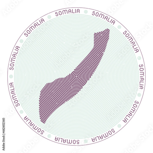 Somalia shape radial arcs. Country round icon. Somalia logo design poster. Captivating vector illustration.