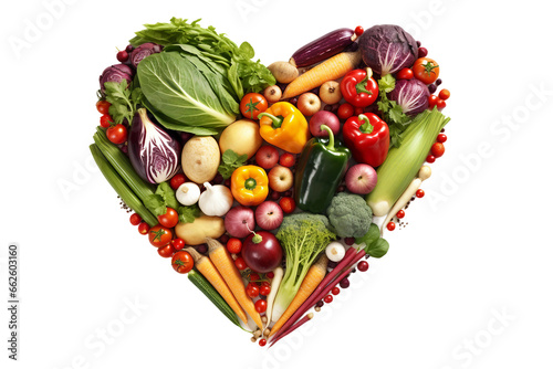 Heart-Shaped Fresh Vegetables Isolated on Transparent Background