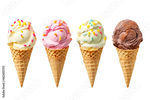 Mouthwatering Ice Cream Options Isolated on Transparent Background