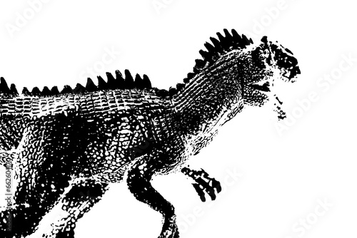 black dinosaur silhouette isolated on white background, model of giganotosaurus toy © sutichak