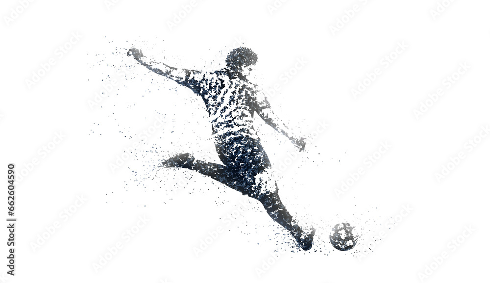 点描画風のサッカーのシルエット、PNG背景透明