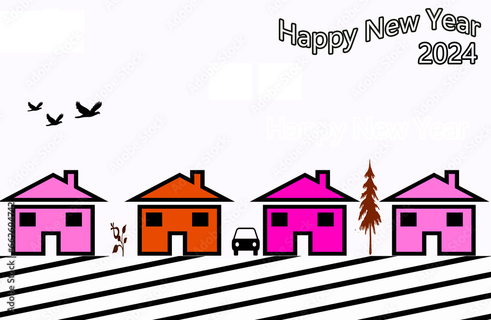 illustration of a house Happy New year