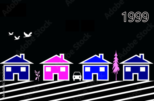 houses in the night illustration 1999 © Nk Clicks 