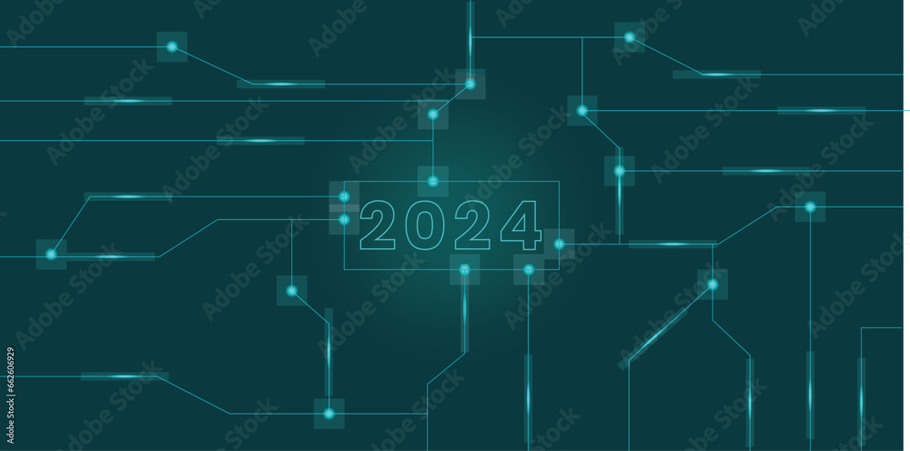 New Year vector with a dark green technology theme, suitable for banners, web banners, posters and others