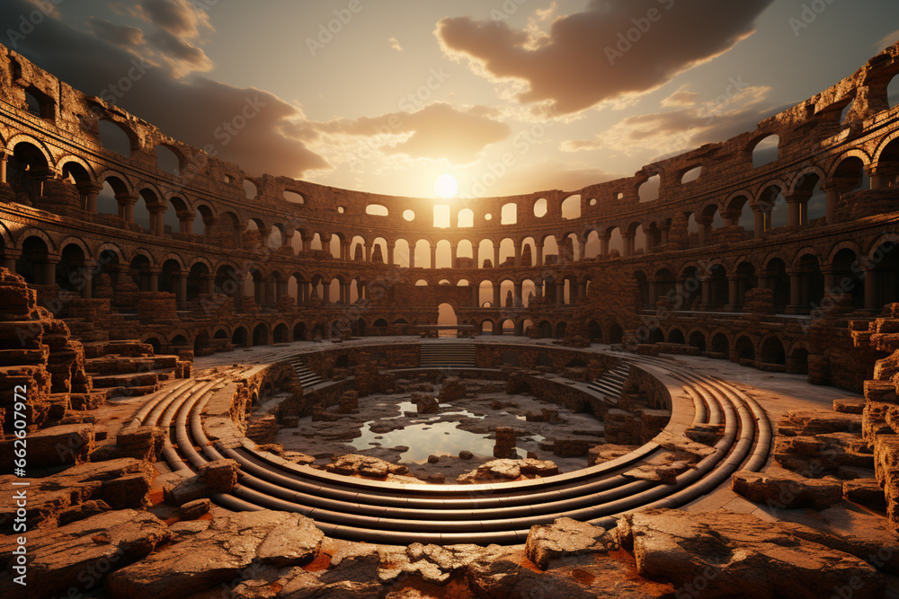  his artwork of the Colosseum in your style embraces geometric patterns and abstract shapes.   - obrazy, fototapety, plakaty 