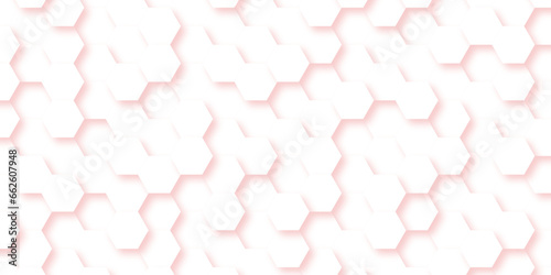 Abstract hexagon geometric surface. Modern white and pink hexagonal background. Luxury white pattern. Vector Illustration.