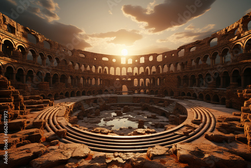 Foto his artwork of the Colosseum in your style embraces geometric patterns and abstract shapes