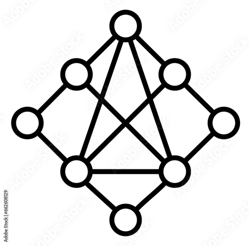 neural network icon, artificial intelligence simple vector icon