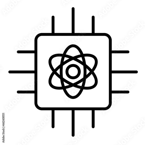 quantum computing icon, artificial intelligence simple vector icon