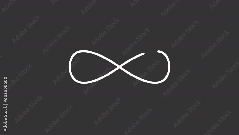 2D white simple thin line animation of loading infinity icon, HD video ...