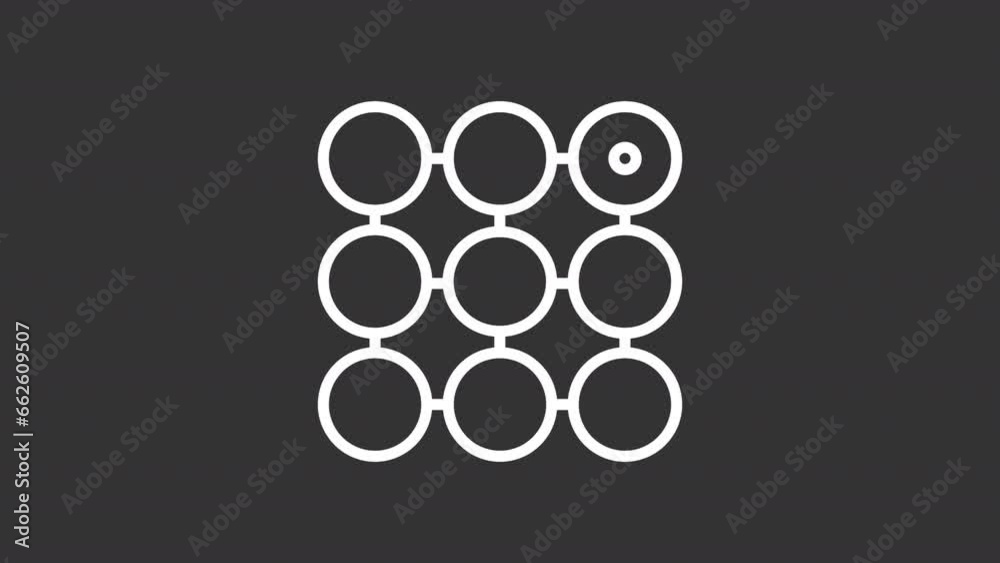 2D white simple thin line animation of abstract loading square icon, HD video with transparent background, seamless loop 4K video representing abstract loaders.