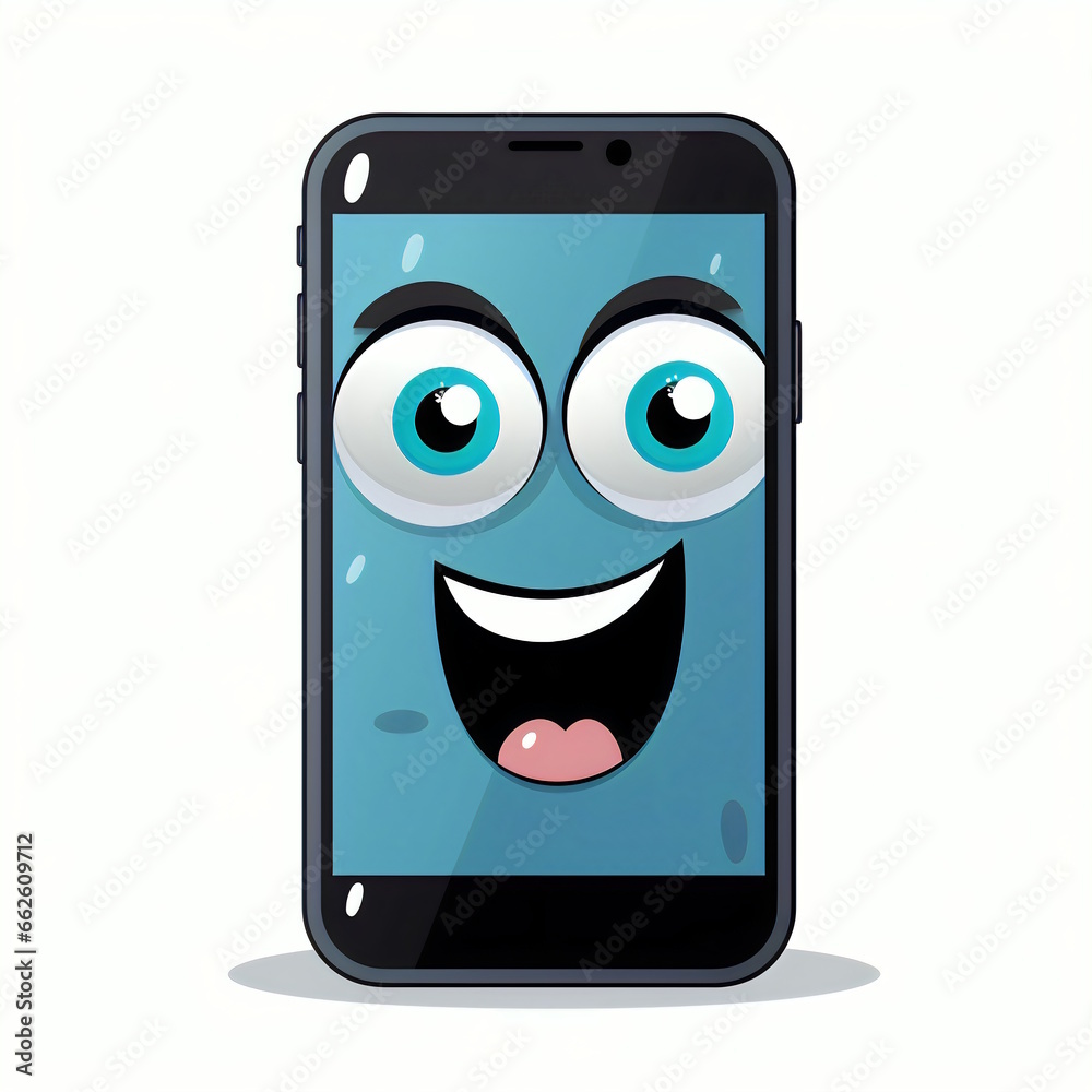 Smart Mobile Phone with Eyes Vector Illustration Smart Mobile Phone with Eyes Vector Illustration