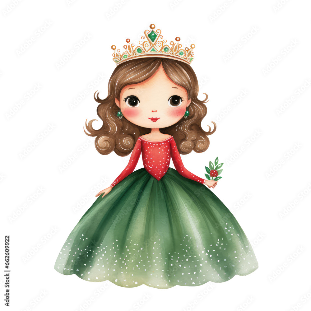 watercolor christmas princess clipart