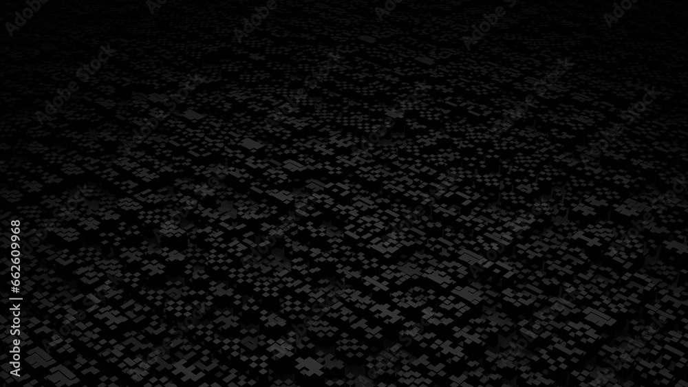 Fototapeta premium Abstract 3d rendering of chaotic cubes Black carbon fiber texture