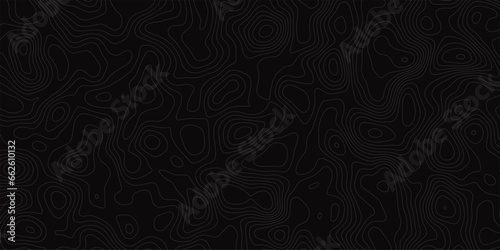 Topographic relief lines architectural interior background wall texture pattern seamless .abstract light contours on black backdrop Imitation of white lines on black background.