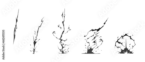 Canvas Print Lightning strike bolt silhouettes sequence vector illustration