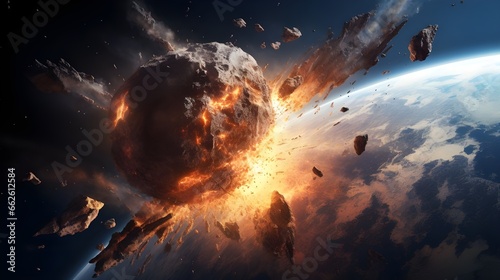 A huge asteroid hitting earth , Generative AI 