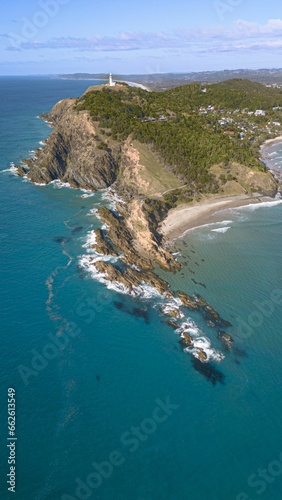 Fotografija Aerial view of the Byron Bay Lighthouse in Australia