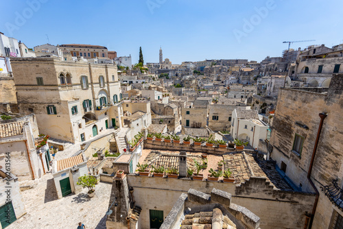 Wide panoramic view of the stones of Matera, 